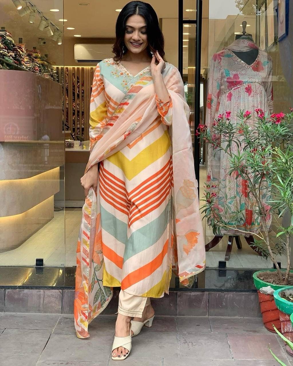 DC G39 Muslin Wholesale Digital Printed Kurti With Bottom Dupatta Online Surat